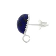 Earstuds for 10 mm flat back cabochon - Open ring - Silver Tone x2