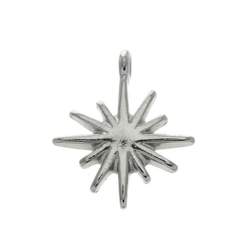 13x11mm North Star charm - Rhodium Tone x1
