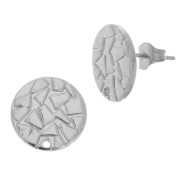 15mm Hammered disc earrings with a hole - Rhodié x2|raw }}