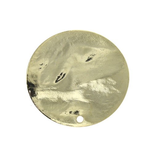 25mm Hammered disc pendant with hole - Fine Gold Plated x1