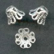 Bead caps 7mm Silver tone x10