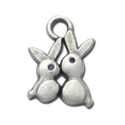 Rabbits charm 15mm Antique Silver Plating x1|raw }}