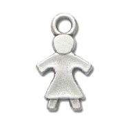 Girl charm 20mm Antique Silver Plating x1