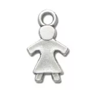 Girl charm 20mm Antique Silver Plating x1