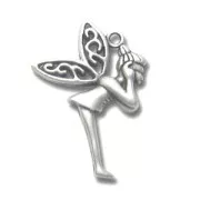 Fairy pendant 41mm Antique Silver Plating x1