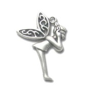 Fairy charm 23mm Antique Silver Plating x1