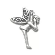 Fairy charm 23mm Antique Silver Plating x1