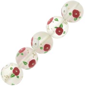 12mm Resin Japanese Tensha bead - Decal Miyuki - Transparent - Red x1