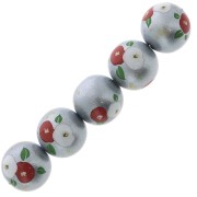 12mm Resin Japanese Tensha bead - Decal Miyuki - Grey - Red - White x1|raw }}