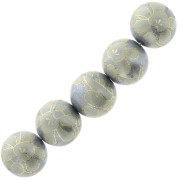 12mm Resin Japanese Tensha bead - Decal Miyuki - Grey - Cream - Gold x1