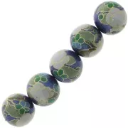 12mm Resin Japanese Tensha bead - Decal Miyuki - Blue - Green - Gold x1