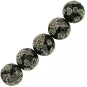 14mm Resin Japanese Tensha bead - Decal Miyuki - Black - Pink - Gold x1