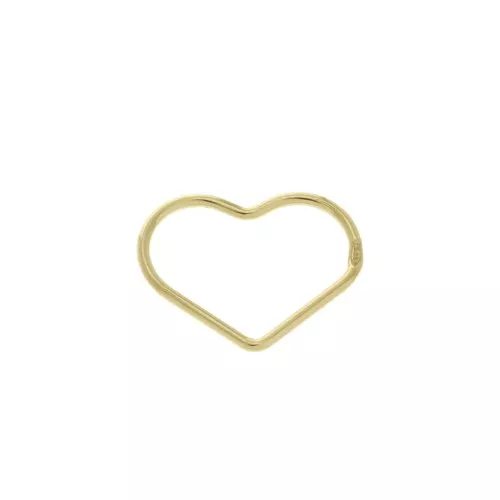 15mm 925 Sterling Silver Closed heart ring - Fine Gold Plated x1