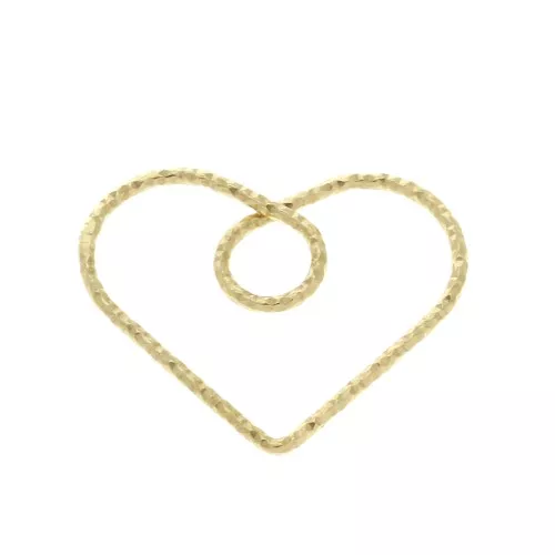 20mm 925 Sterling Silver hollow diamond effect heart pendant -Fine Gold Plated x1