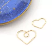 20mm 925 Sterling Silver hollow diamond effect heart pendant -Fine Gold Plated x1
