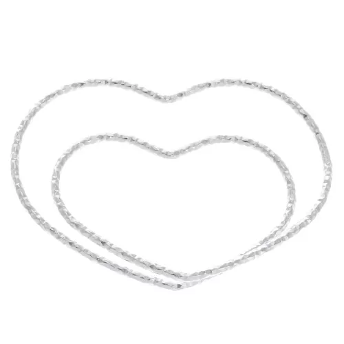 30.5mm 925 Sterling Silver hollowed out diamond effect double heart pendant x1