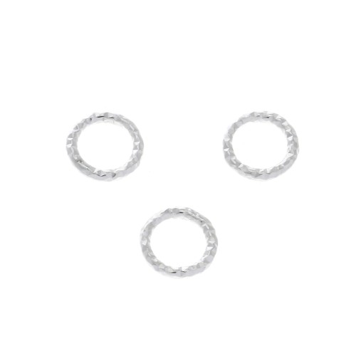 5.5mm 925 Sterling Silver Diamond effect round closed rings x10