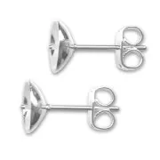 Earstuds for half-drilled 8mm beads fine silver plating x2