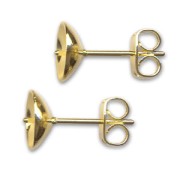 Earstuds for half-drilled 6mm bead fine Gold plated x2