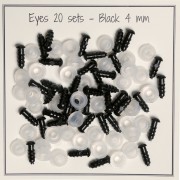 4mm Plastic safety eyes for toys and amigurumi - Black x20 pairs
