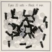 4mm Plastic safety eyes for toys and amigurumi - Black x20 pairs