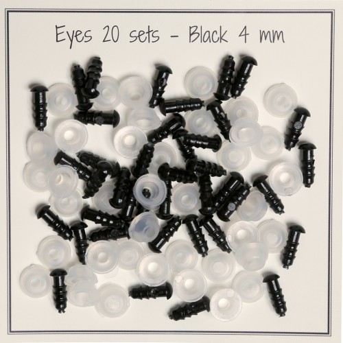 4mm Plastic safety eyes for toys and amigurumi - Black x20 pairs