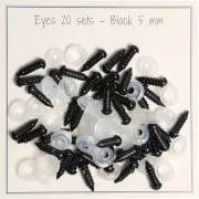 5mm Plastic safety eyes for toys and amigurumi - Black x20 pairs