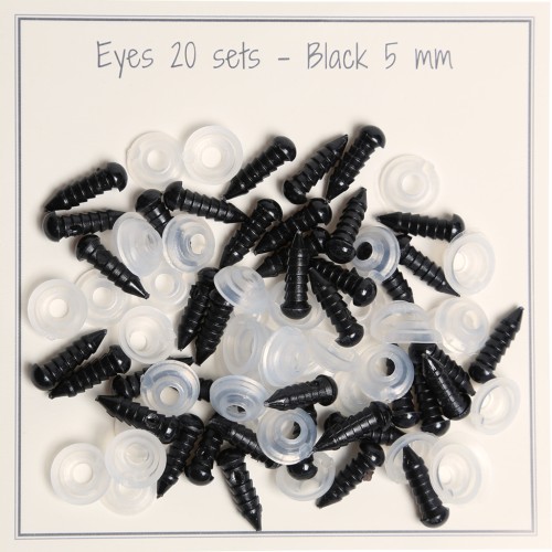 5mm Plastic safety eyes for toys and amigurumi - Black x20 pairs