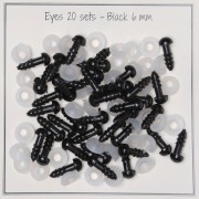 6mm Plastic safety eyes for toys and amigurumi - Black x20 pairs