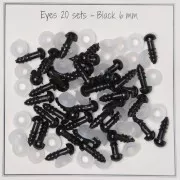 6mm Plastic safety eyes for toys and amigurumi - Black x20 pairs