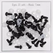 7mm Plastic safety eyes for toys and amigurumi - Black x20 pairs