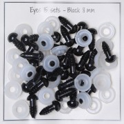 8mm Plastic safety eyes for toys and amigurumi - Black x15 pairs|raw }}