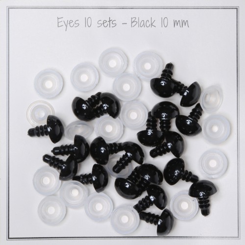 10mm Plastic safety eyes for toys and amigurumi - Black x10 pairs