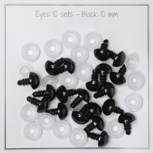 10mm Plastic safety eyes for toys and amigurumi - Black x10 pairs