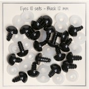 12mm Plastic safety eyes for toys and amigurumi - Black x10 pairs|raw }}