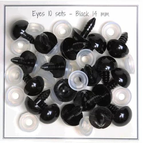 14mm Plastic safety eyes for toys and amigurumi - Black x10 pairs
