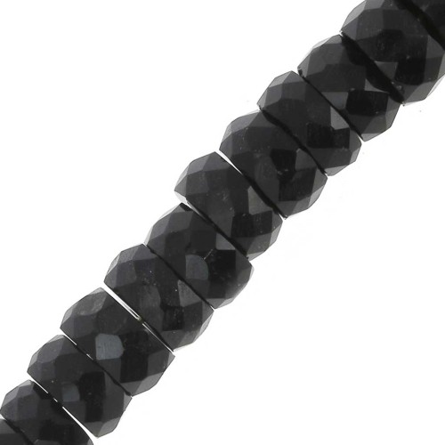 5.5x3mm Faceted round Heishi gemstone beads - Black Onyx x20