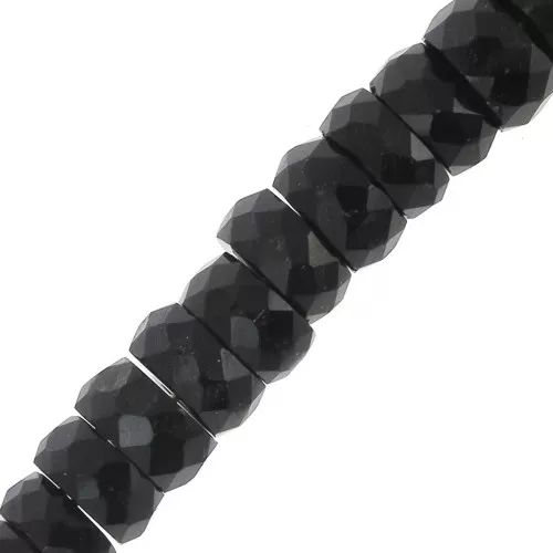 Heishi beads faceted rondelles - gemstone 5.5x3 mm - Black Onyx x20