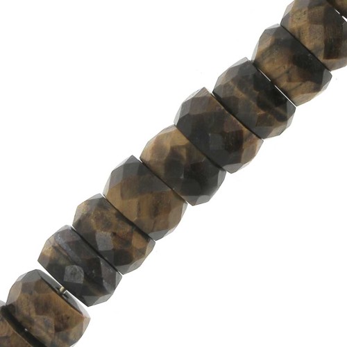Heishi beads faceted rondelles - gemstone 5.5x3 mm - Tiger eye x20