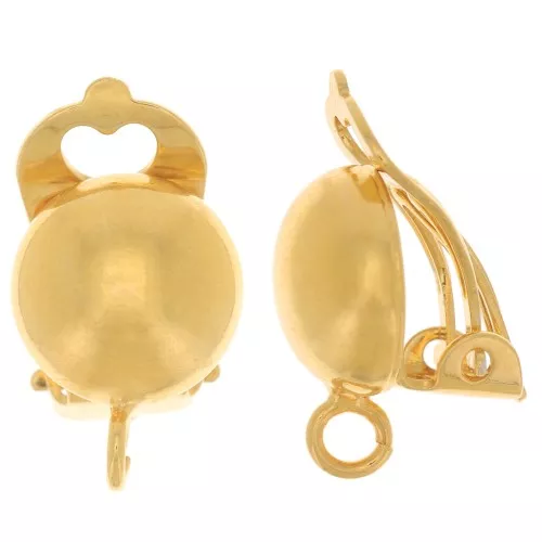 Clip earrings half-ball motif 10mm fine Gold plated x2