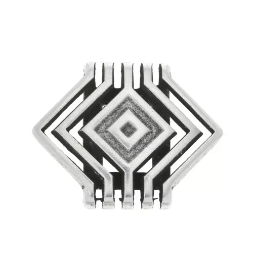 28x23mm Geometrical slider bead for laces 20 mm - Fine Antique silver plating x1