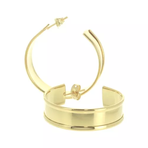35mm Wide hoop earrings to decorate - Gold Tone x2