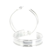 35mm Wide hoop earrings to decorate - Silver Tone x2