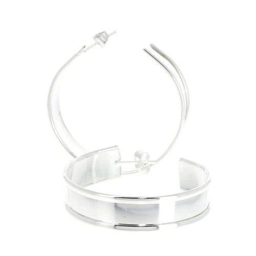 35mm Wide hoop earrings to decorate - Silver Tone x2