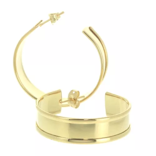 40mm Wide hoop earrings to decorate - Gold Tone x2