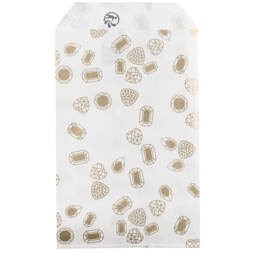 7x12cm Paper pouch - Precious stone patterns - White - Gold x1