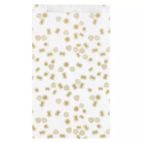 12x4.5x20cm Paper pouch - Precious stone patterns - White - Gold x1