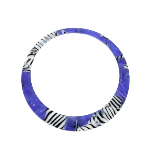 41mm Acetate Pendant / Ring - Tortoise shell - Dark blue - White x1