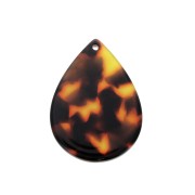 31x22mm Drop Pendant - Tortoise shell - Brown - Black x1|raw }}
