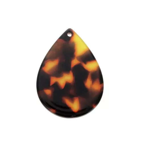 31x22mm Drop Pendant - Tortoise shell - Brown - Black x1